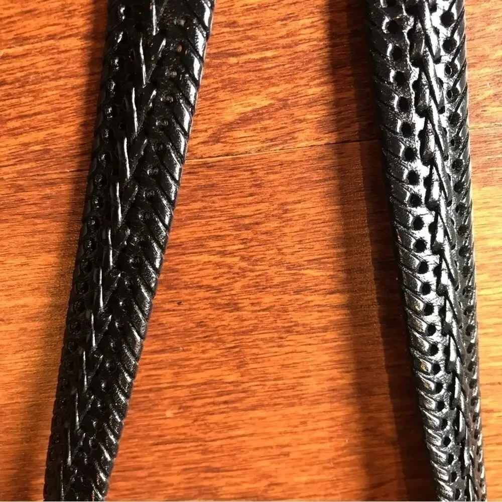 Unique Fine Woven Leather Belt with Silver Hardware, Very Pretty, Size Medium